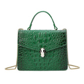 Alligator Embossed Leather Top-handle Shoulder Bag